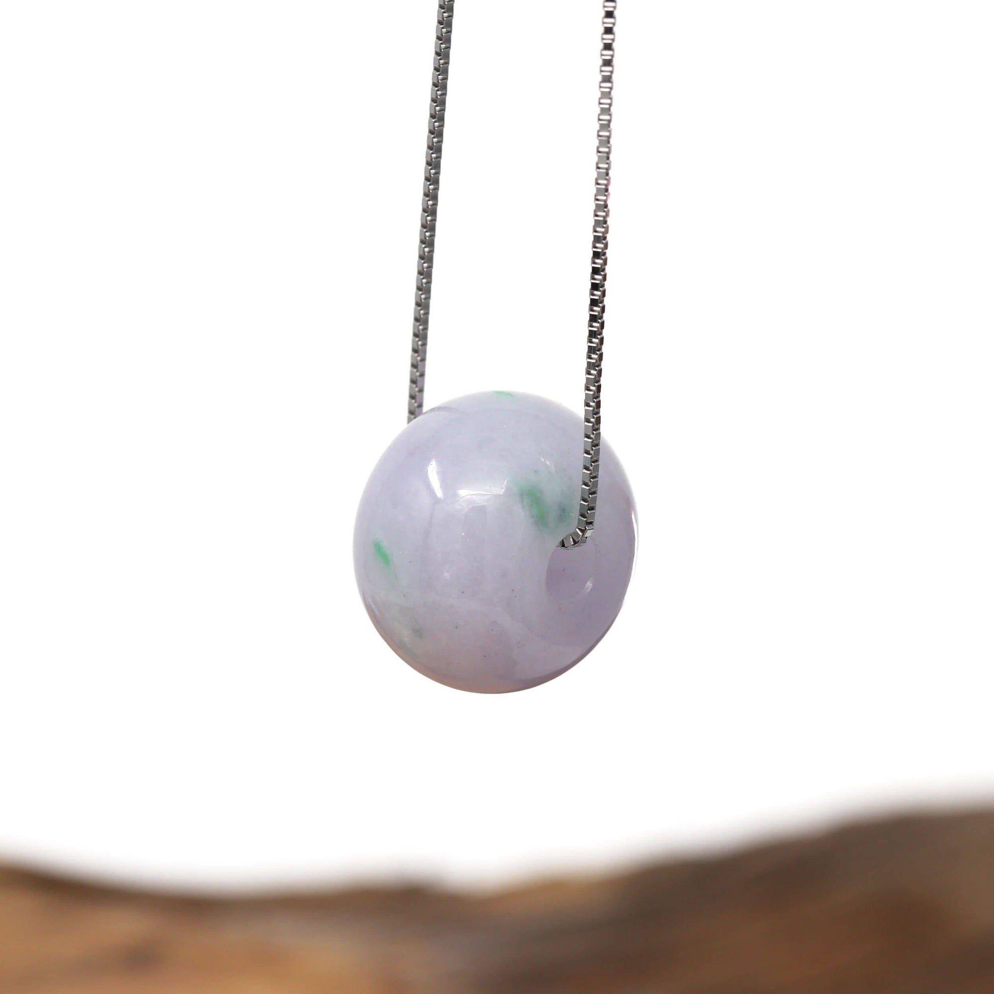 Baikalla Jewelry Jade Pendant Necklace Baikalla™ "Good Luck Button" Necklace Real Lavender Jade Lucky KouKou Pendant Necklace