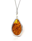 Baikalla Jewelry Gemstone Ring Baikalla™ Sterling Silver Elegant Amber Pear- Cabochon Cut Pendant