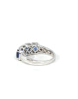 Baikalla Jewelry Gold Sapphire Ring 18k White Gold Natural Blue Sapphire Four Stones Set Band Ring with Diamonds