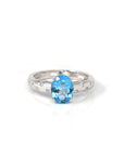 Baikalla Jewelry Gold Topaz Ring 5 14k White Gold Genuine Swiss Blue Topaz Ring with Diamonds