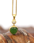 Baikalla Jewelry Jade Pendant Necklace Baikalla™ "Love Heart" Sterling Silver Green Jade Classic Love Pendant Necklace