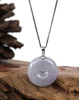 Baikalla Jewelry Gold Jadeite Jade Pendant Necklace Pendant Only "Good Luck Button" Lavender & Green Jadeite Jade Lucky KouKou Pendant With 14K White Gold Bail & Diamond In Center.