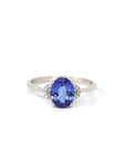 Baikalla Jewelry 18k Gold Tanzanite Ring 18k White Gold Natural Tanzanite Diamond Anniversary Ring