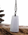 Baikalla Jewelry Jade Pendant Necklace Genuine Light Lavender Jadeite Jade "Good Luck Bamboo" Pendant Necklace With Real Jadeite Bead Necklace