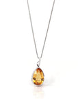 Baikalla Jewelry Gemstone Pendant Necklace Pendant Only 14k White Gold AAA Citrine Tear Drop Necklace with Diamonds