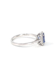 Baikalla Jewelry Gold Sapphire Ring 14k White Gold Natural Blue Sapphire Ring with Diamonds