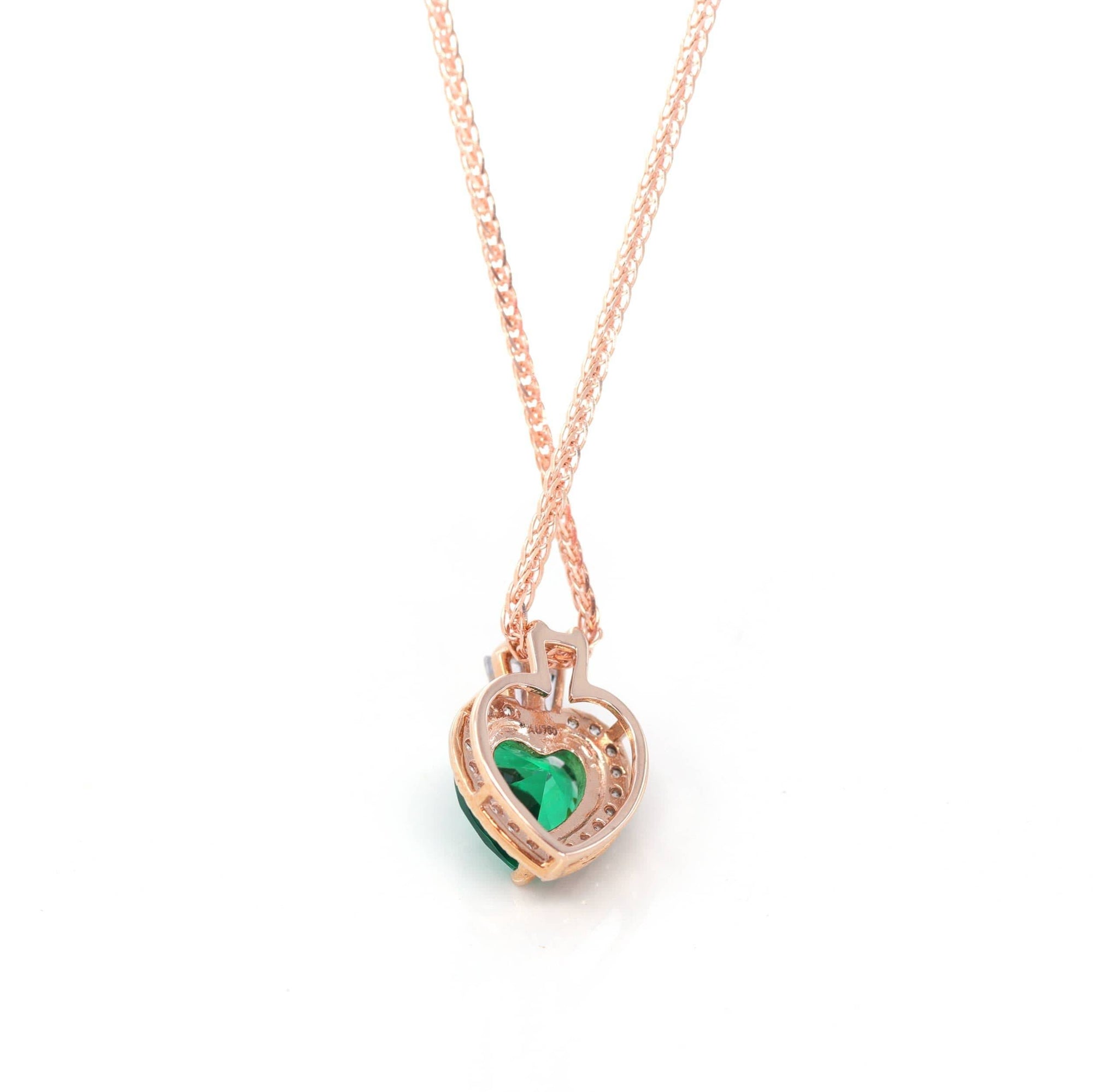 Baikalla Jewelry Emerald Pendant Necklace 18k Rose Gold  Lab. Created Emerald & CZ Pendant Necklace