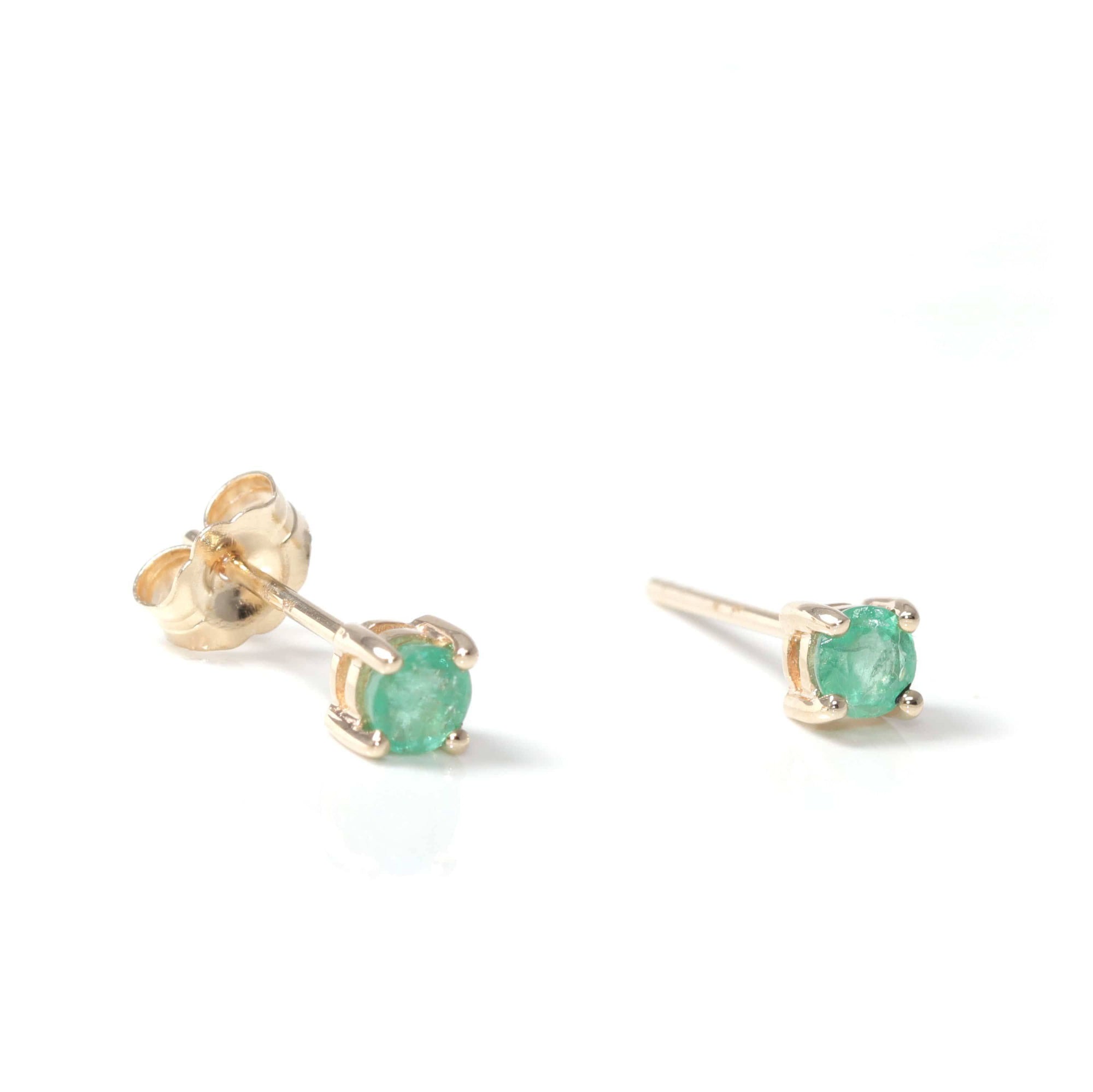 Baikalla Jewelry Gold Gemstone Earrings Baikalla™ 14K Classic Yellow Gold Natural Emerald Earrings