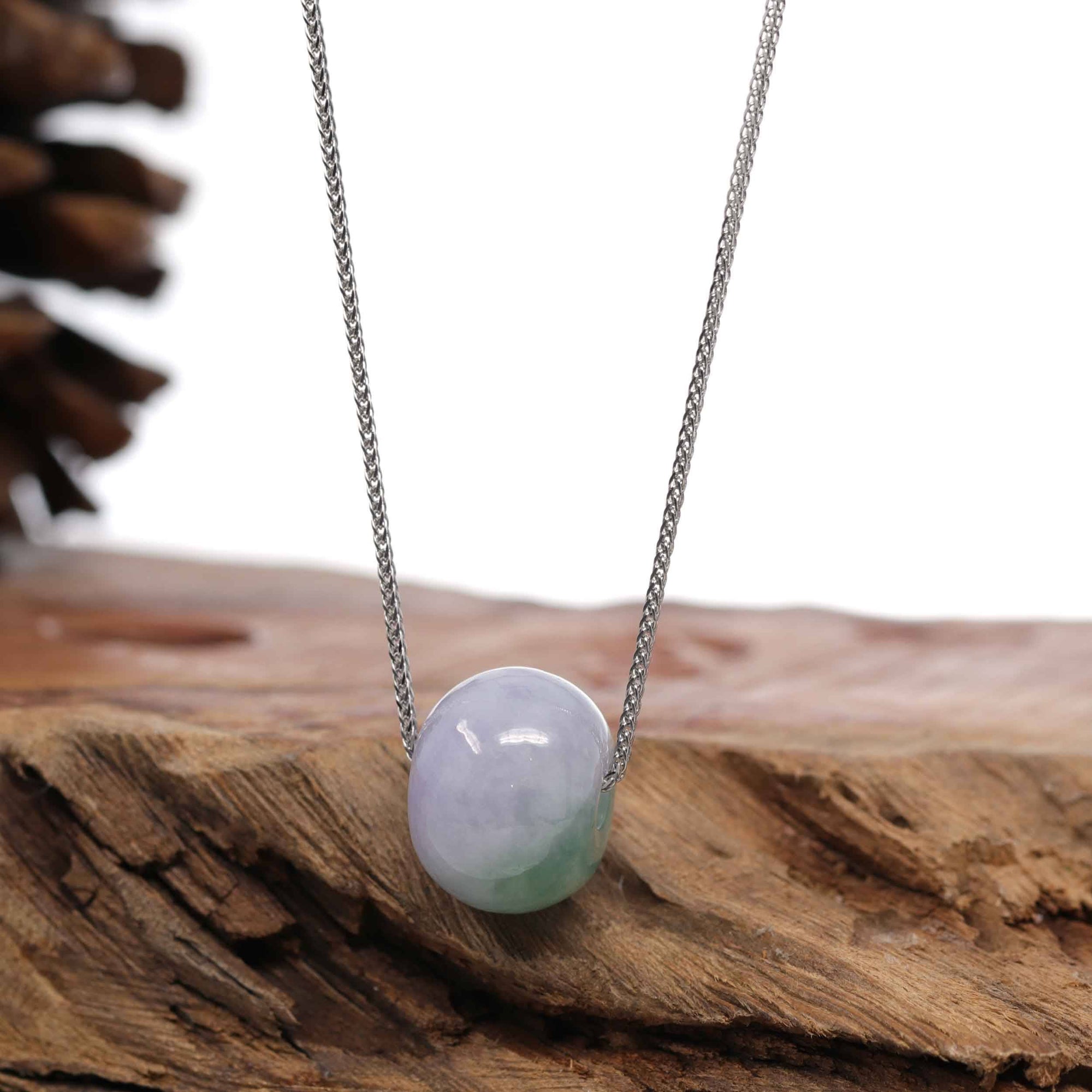 Baikalla Jewelry Jade Pendant Necklace Baikalla "Good Luck Button" Necklace Green & Lavender Jadeite Jade Lucky Tong Tong Pendant Necklace