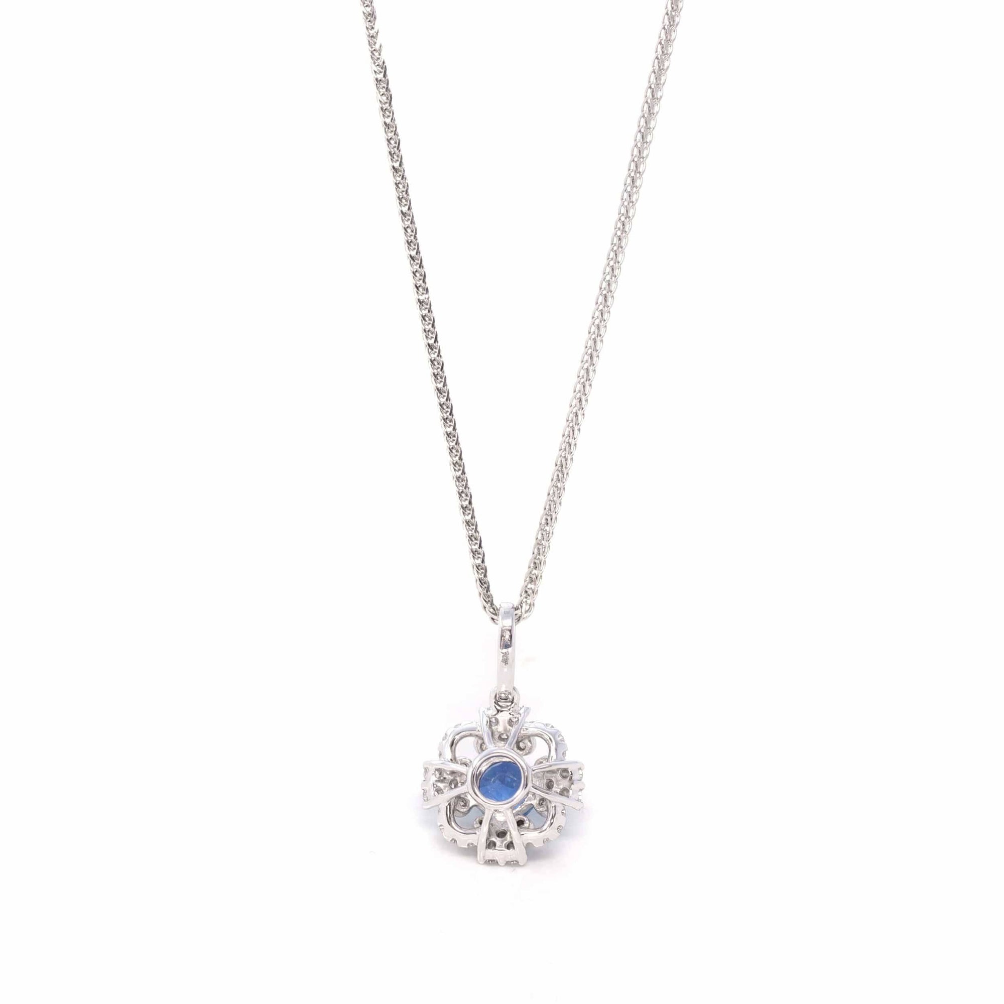 Baikalla Jewelry gemstone jewelry 14k White Gold Natural Sapphire Necklace With Diamonds