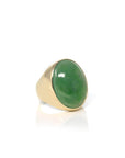 Baikalla Jewelry Gold Jadeite Jade Ring 8.5 Baikalla "Classic Oval Signet" 14k Genuine Forest Green Old mine Jadeite Jade Men's Ring