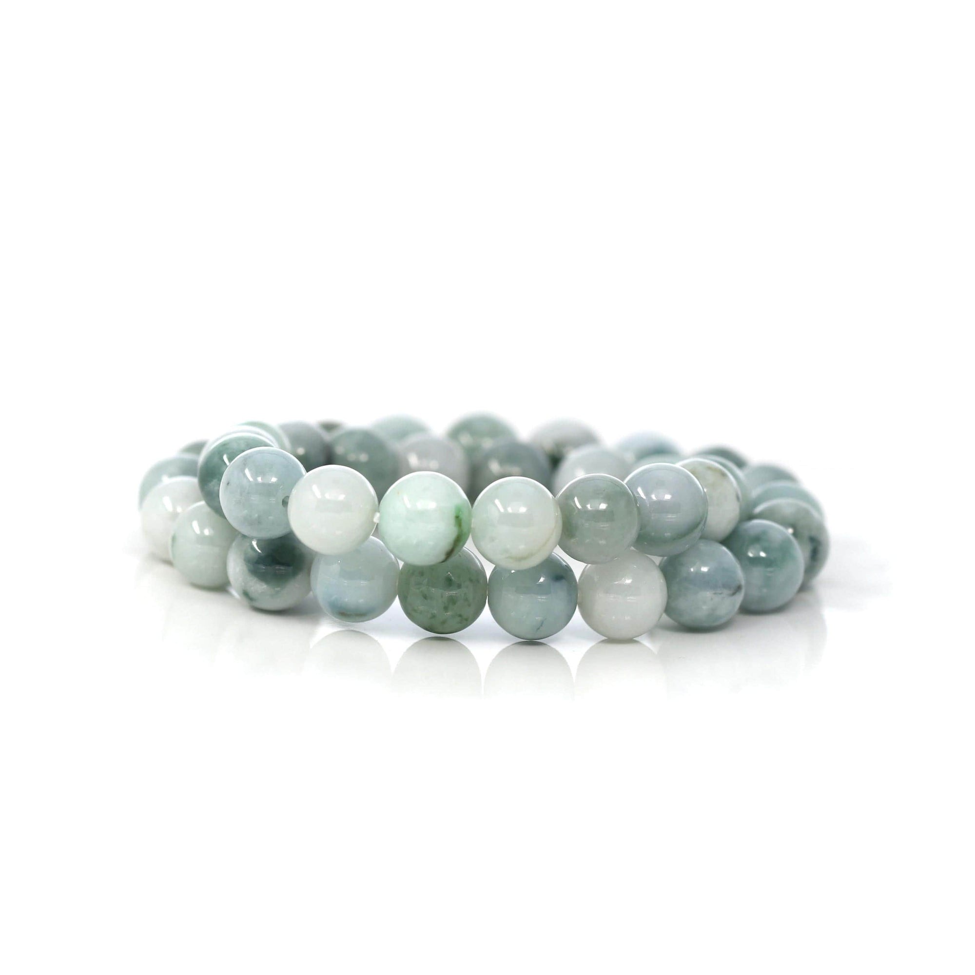 Baikalla Jewelry jade beads bracelet Jadeite Jade 10mm Round Blue Green Beads Bracelet (10mm)