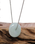 Baikalla Jewelry Jade Pendant Necklace Baikalla "Good Luck Button" Necklace Light Green Jadeite Jade Lucky Ping An Kou Necklace