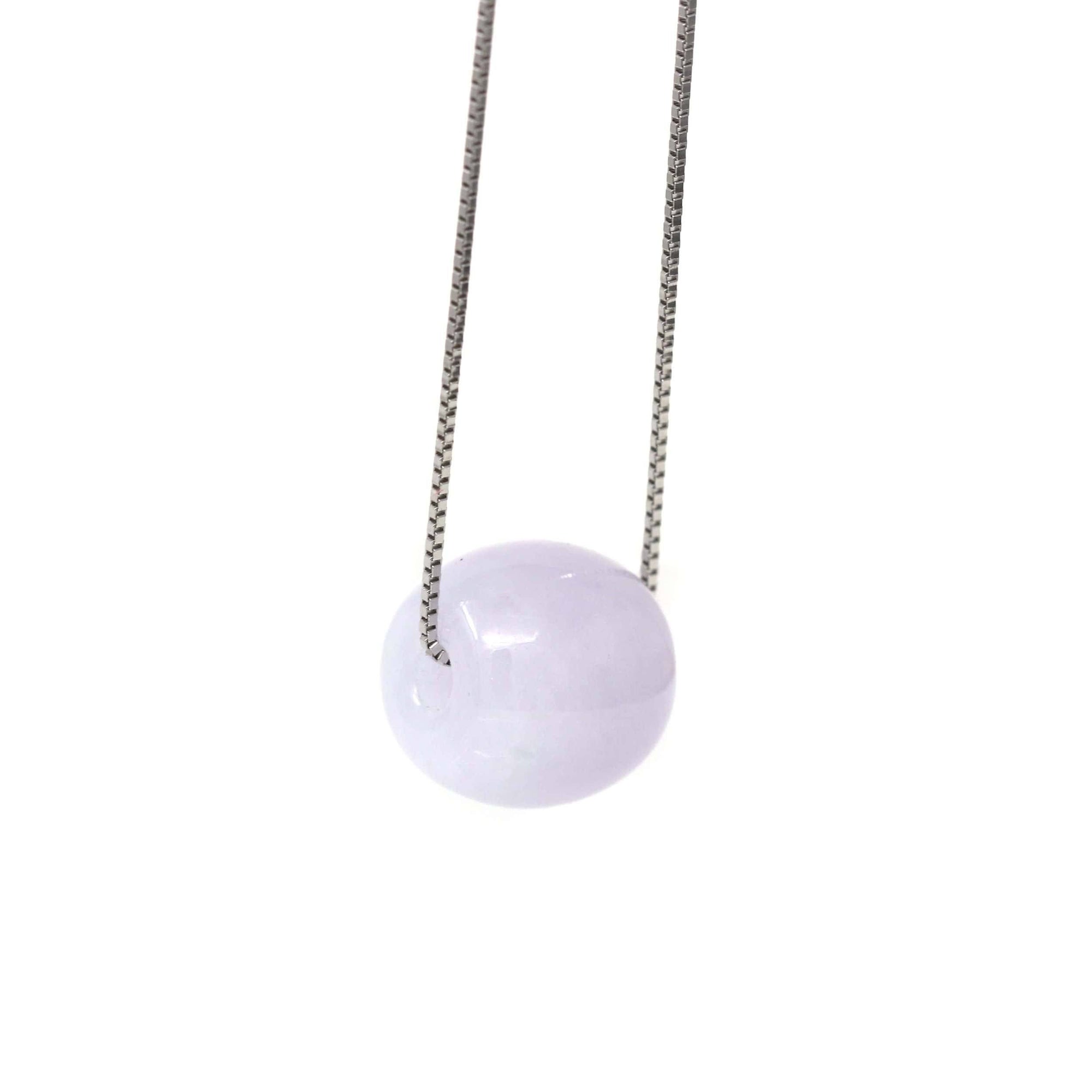 Baikalla Jewelry Jade Pendant Necklace Baikalla™ &quot;Good Luck Button&quot; Necklace Real Lavender Jade Lucky TongTong Pendant Necklace