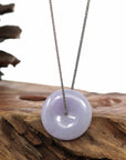 Baikalla Jewelry Jade Pendant Necklace "Good Luck Button" Necklace Lavender Jadeite Jade Lucky Ping An Kou Necklace