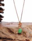 Baikalla Jewelry 18k Gold Jadeite Necklace 18K Rose Gold "Morning Glory" Imperial Jadeite Jade Cabochon Necklace with Diamonds