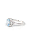 Baikalla Jewelry Gold Aquamarine Ring 14k White Gold Natural Oval Aquamarine Diamond Anniversary Ring