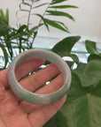 Classic Forest Green & Lavender Jadeite Jade Bangle Bracelet (58.61 mm) 