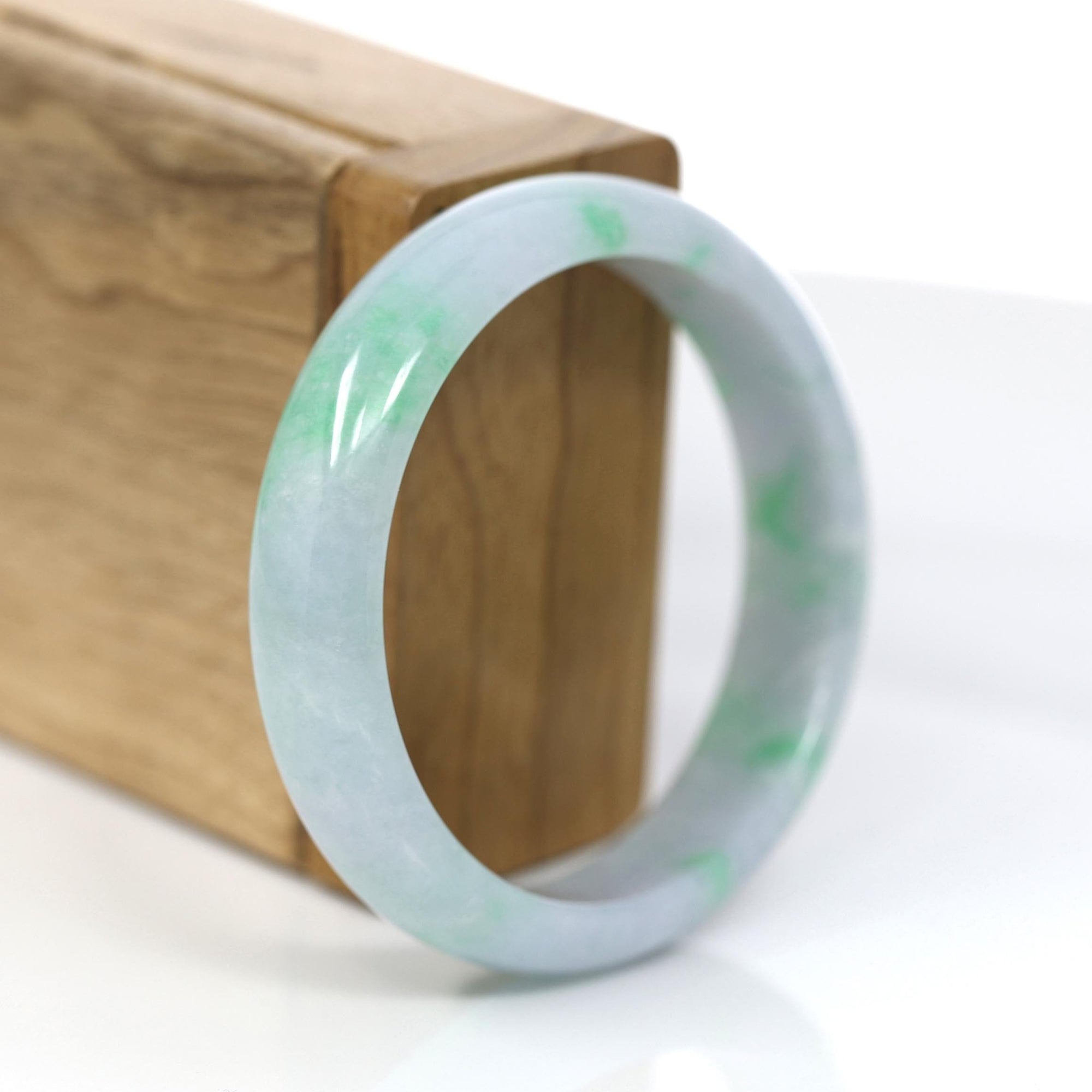 Baikalla Jewelry Jadeite Jade Bangle Bracelet Baikalla™ &quot;Classic Bangle&quot; Genuine Jadeite Jade Lavender Green Bangle Bracelet (55.48mm)