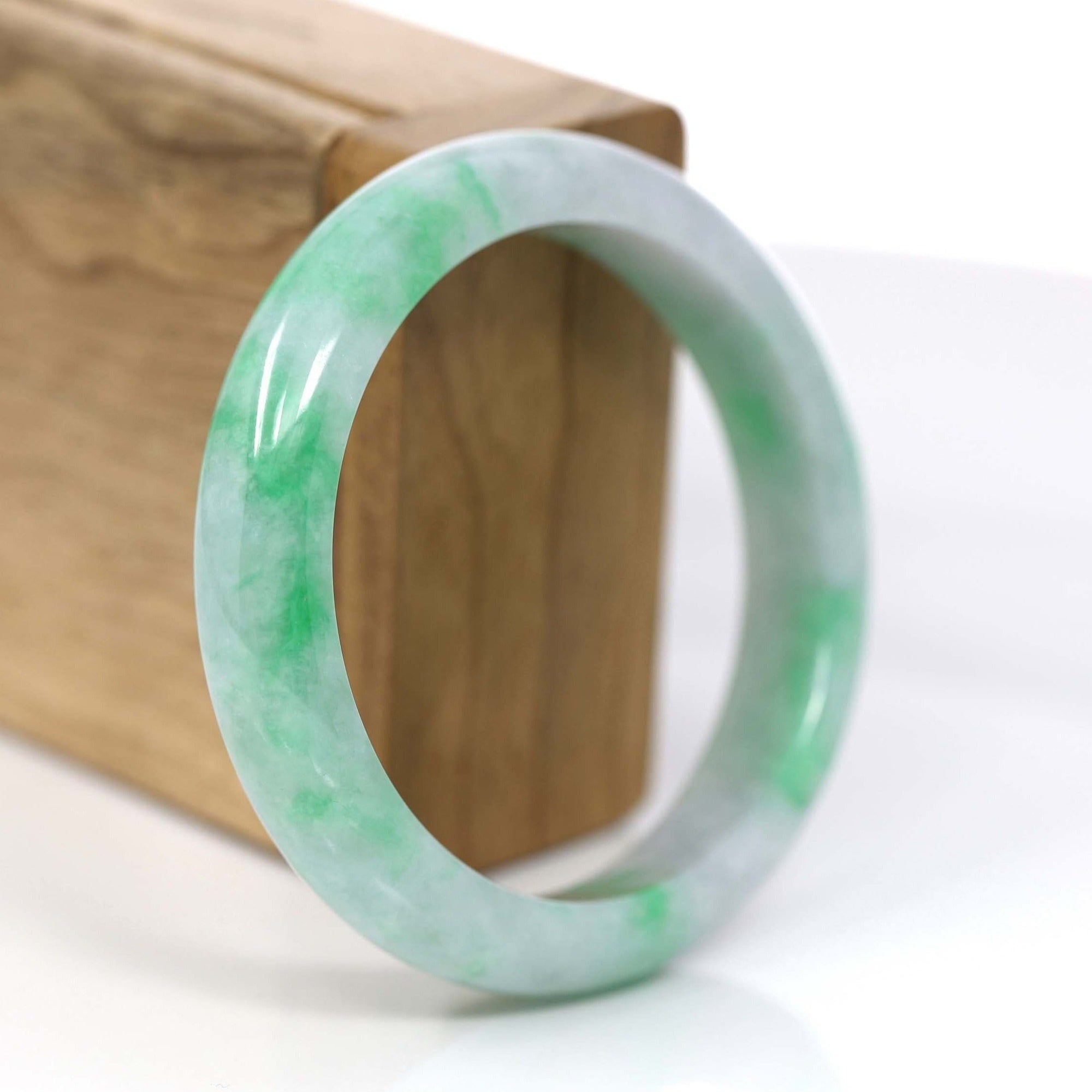 Baikalla Jewelry Jadeite Jade Bangle Bracelet Copy of Baikalla™ "Classic Bangle" Genuine Jadeite Jade Lavender Green Bangle Bracelet (55.93mm)#874