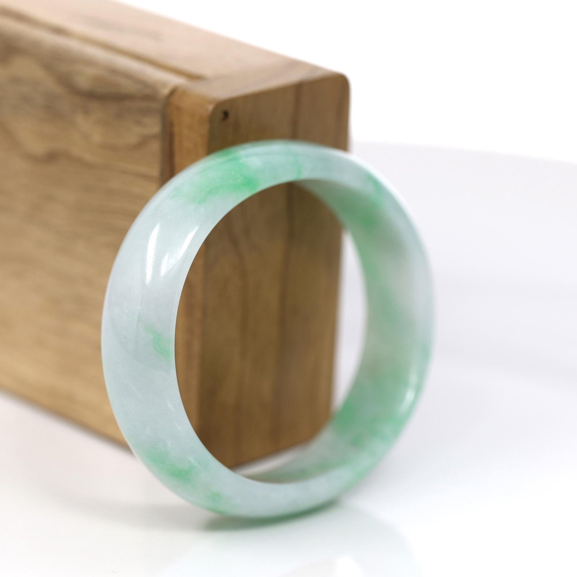 Baikalla Jewelry Jadeite Jade Bangle Bracelet Copy of Baikalla™ "Classic Bangle" Genuine Jadeite Jade Lavender Green Bangle Bracelet (55.83mm)#924