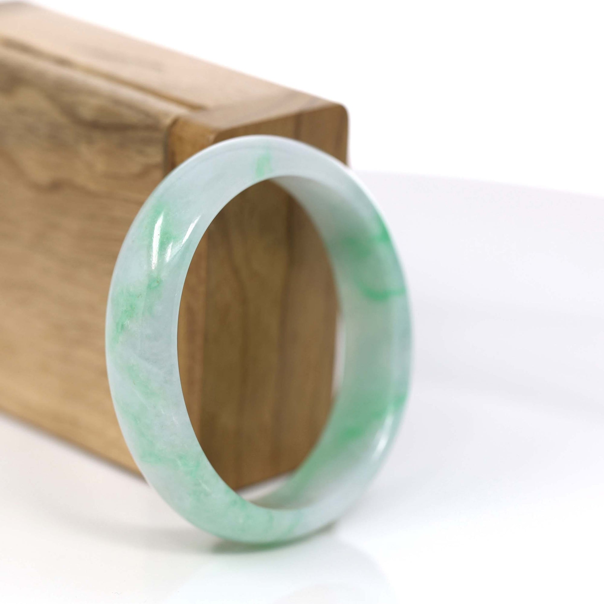 Baikalla Jewelry Jadeite Jade Bangle Bracelet Copy of Baikalla™ "Classic Bangle" Genuine Jadeite Jade Lavender Green Bangle Bracelet (55.83mm)#924