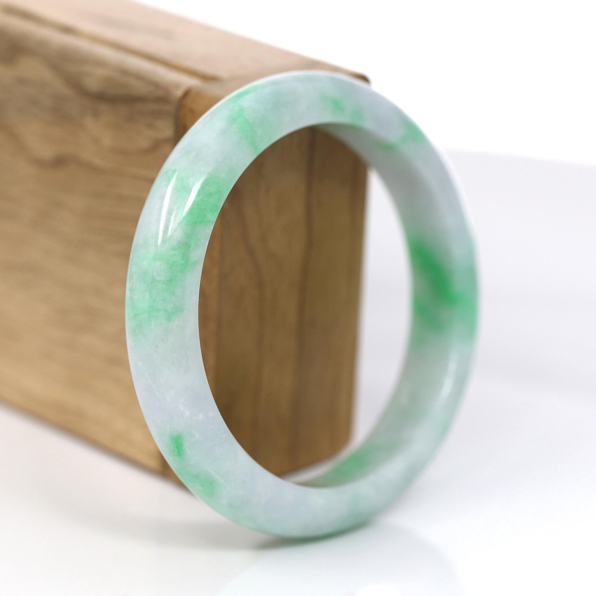 Baikalla Jewelry Jadeite Jade Bangle Bracelet Baikalla™ "Classic Bangle" Genuine Jadeite Jade Lavender Green Bangle Bracelet (57mm)#379