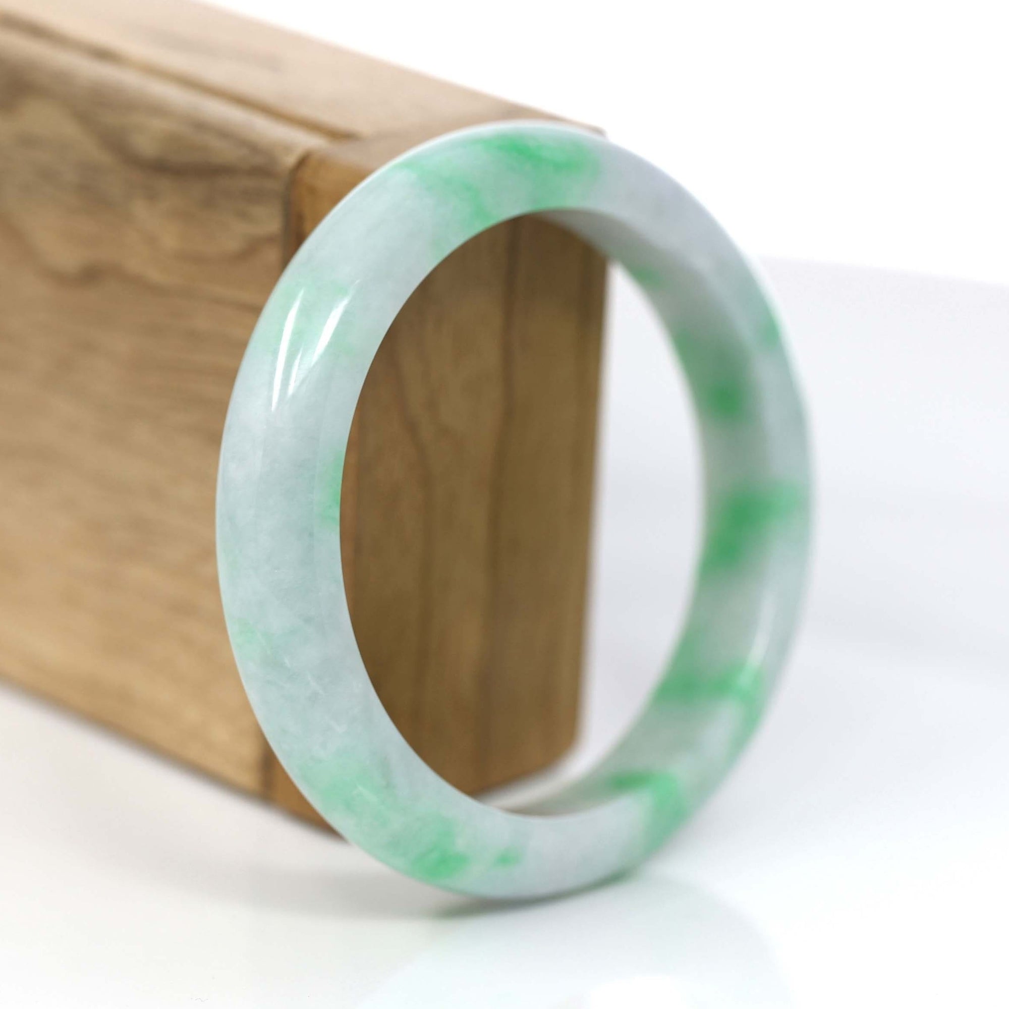 Baikalla Jewelry Jadeite Jade Bangle Bracelet Baikalla™ "Classic Bangle" Genuine Jadeite Jade Lavender Green Bangle Bracelet (57mm)#379