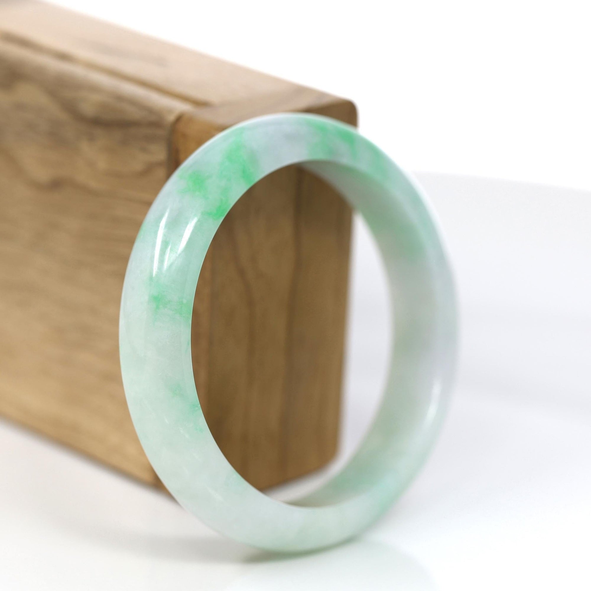 Baikalla Jewelry Jadeite Jade Bangle Bracelet Baikalla™ "Classic Bangle" Genuine Jadeite Jade Lavender Green Bangle Bracelet (55.84mm)#900