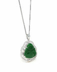 Baikalla Jewelry 18k Gold Jadeite Necklace 18K White Gold High-End Imperial Jadeite Jade Buddha Necklace with Diamonds