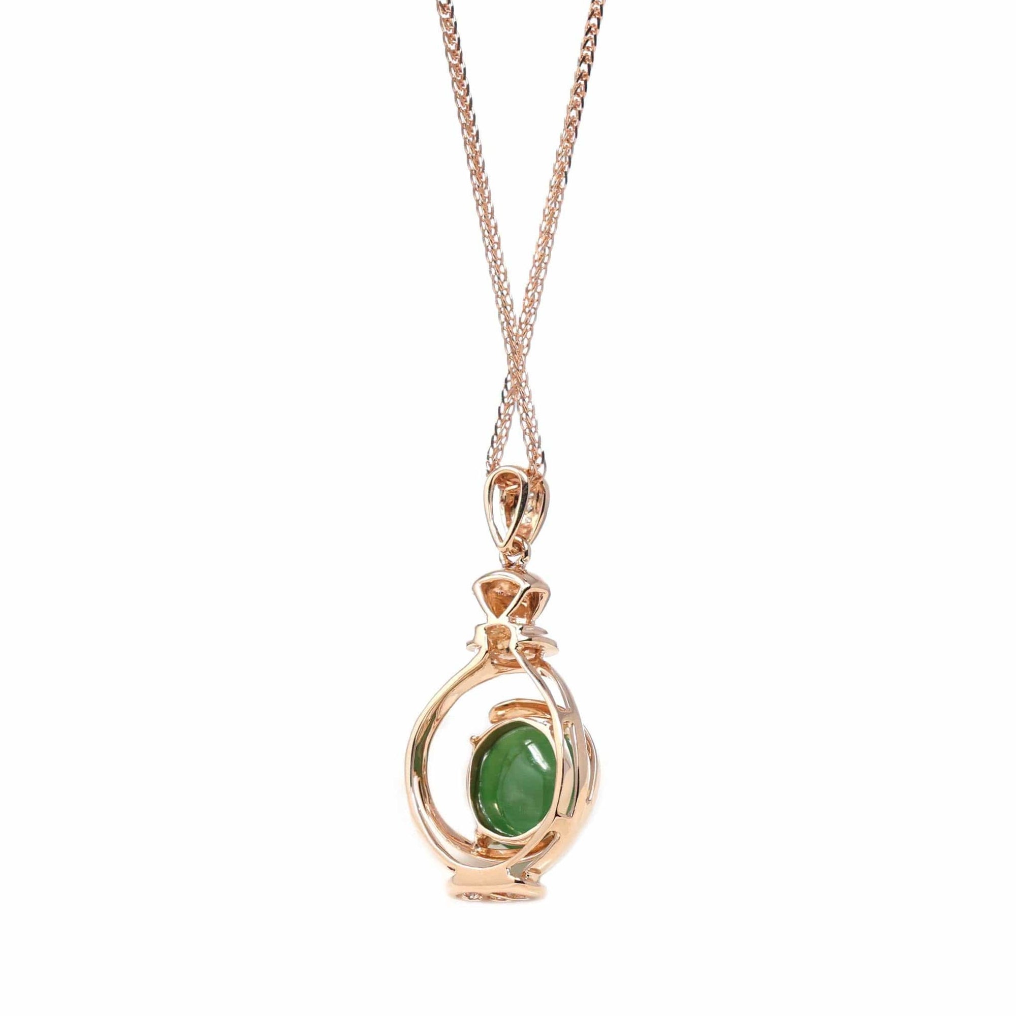 Baikalla Jewelry 18k Gold Jadeite Necklace Copy of Copy of Copy of Copy of Copy of 18K Rose Gold Oval Imperial Jadeite Jade Cabochon Necklace with Diamonds