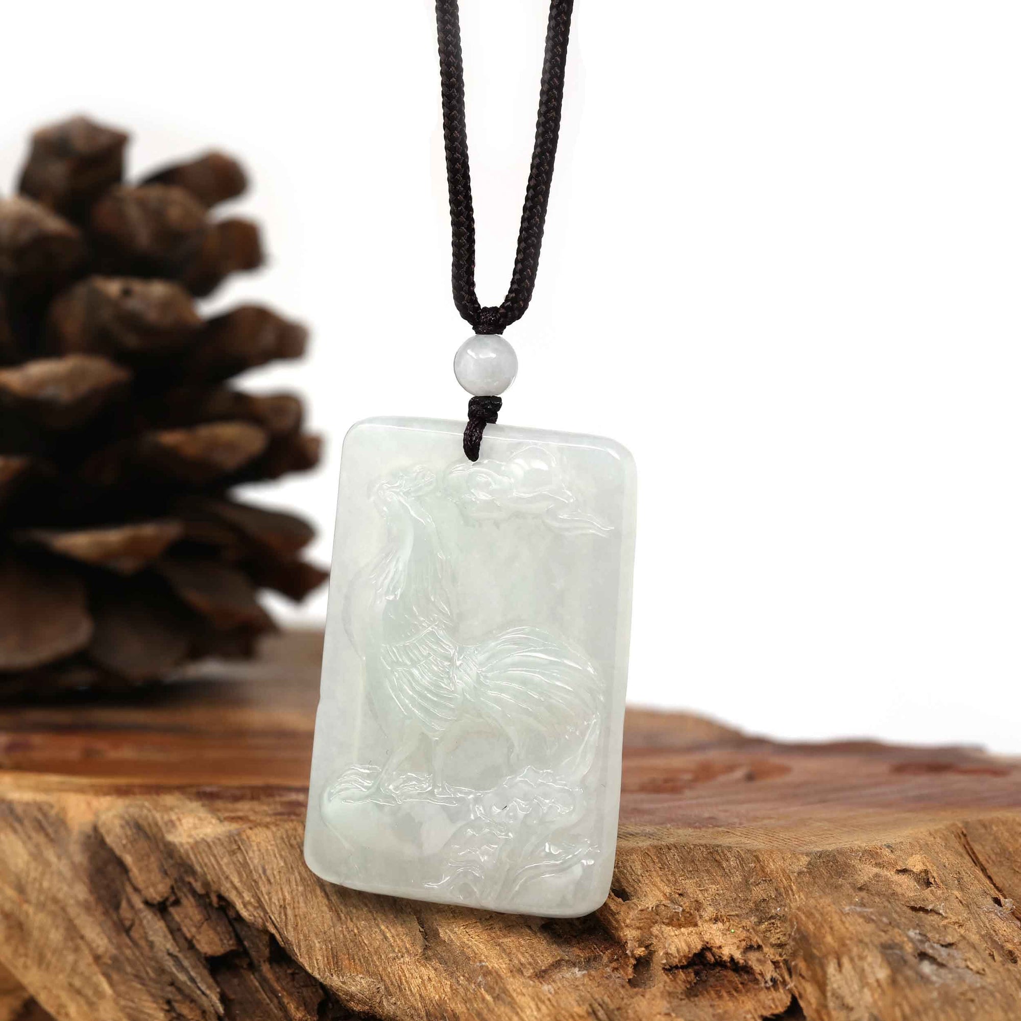 Baikalla Jewelry Jade Carving Necklace Copy of Natural Honey Yellow Jadeite Jade "Rooster" Pendant Necklace For Men, Collectibles.