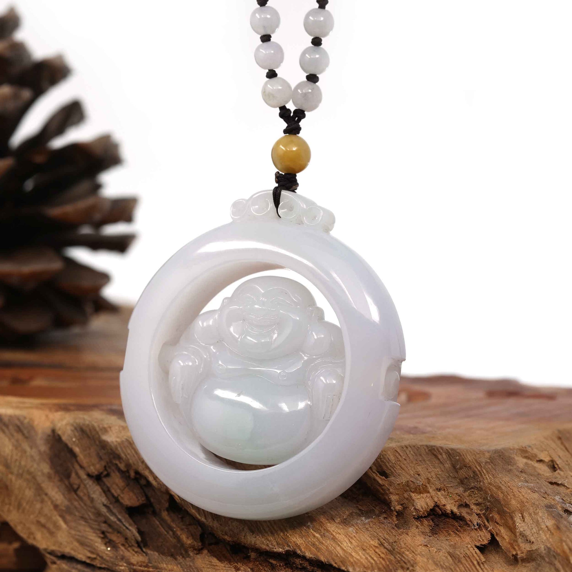 Baikalla Jewelry Jade Guanyin Pendant Necklace Baikalla &quot;Goddess of Compassion&quot; Genuine Burmese Jadeite Jade Guanyin Pendant