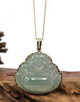 Baikalla Jewelry 18k Gold Jadeite Necklace Copy of Baikalla 18K Rose Gold Genuine Burmese Ice Jadeite Buddha Pendant with Diamonds