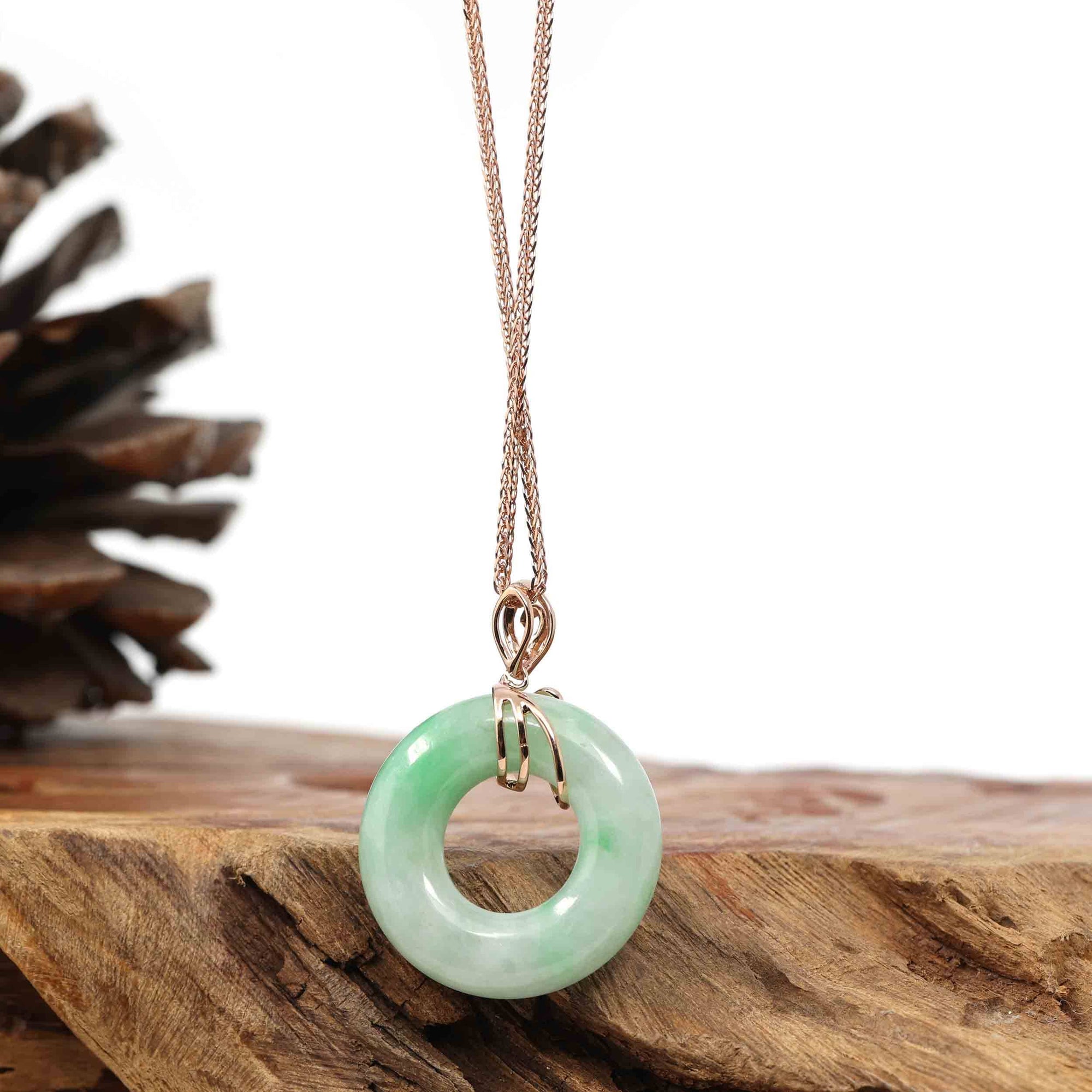 Baikalla Jewelry 18k Gold Jadeite Necklace Copy of Copy of Copy of Copy of Copy of 18k Rose Gold Genuine Burmese Jadeite Lucky Kou Kou Pendant Necklace With AA Ruby