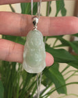 Baikalla™ "Laughing Buddha" Genuine Green Jadeite Jade Buddha Pendant Necklace With Strong Silver  Bail