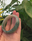 Genuine Burmese Ice Blue-green Jadeite Jade Oval Bangle (56.74 mm) 