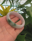 18k Gold Inlaid Real Jadeite Jade bangle Bracelet ( 57.3 mm ) 