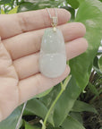 14K Yellow Gold Jadeite Jade Good Luck Hulu Bottle Gourd Necklace With Diamonds