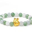 Baikalla Jewelry 24k Gold Jadeite Beads Bracelet Genuine High-quality Jade Jadeite Bracelet Bangle with 24k Yellow Gold Snail Charm 