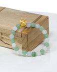 Baikalla Jewelry 24k Gold Jadeite Beads Bracelet Genuine High-quality Jade Jadeite Bracelet Bangle with 24k Yellow Gold Snail Charm 