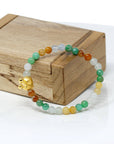 Baikalla Jewelry 24k Gold Jadeite Beads Bracelet Genuine High-quality Jade Jadeite Bracelet Bangle with 24k Yellow Gold Snail Charm Colorful  