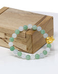 Baikalla Jewelry 24k Gold Jadeite Beads Bracelet Genuine High-quality Jade Jadeite Bracelet Bangle with 24k Yellow Gold Snail Charm 