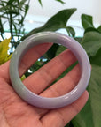 Baikalla Classic Purple Green Lavender Natural Jadeite Jade Bangle ( 59.65 mm )