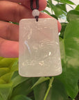 Natural Ice Jadeite Jade "Rooster" Pendant Necklace For Men, Collectibles.