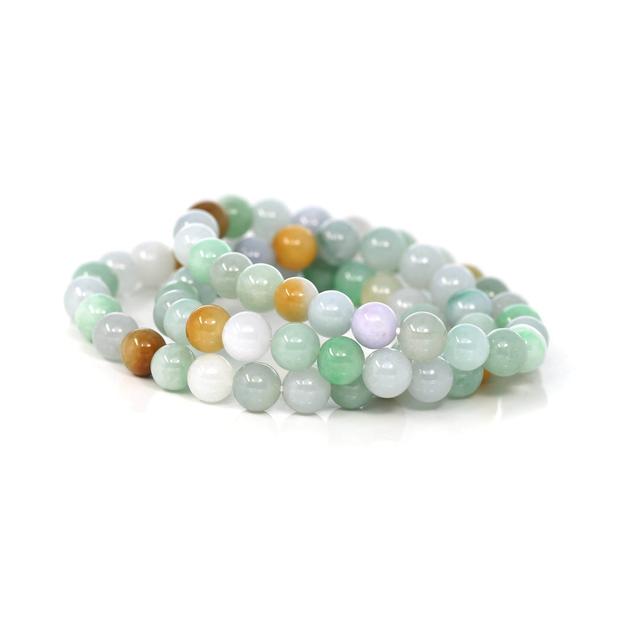 Baikalla Jewelry jade beads bracelet Genuine Jadeite Jade Round Multiple Colors Beads Bracelet (8.5 mm)