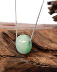 Baikalla Jewelry Jade Pendant Necklace Baikalla™ "Good Luck Button" Necklace Real Vibrant Green Jade Lucky TongTong Pendant Necklace