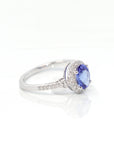 Baikalla Jewelry Gold Ruby Ring 14k White Gold Natural Oval Tanzanite Diamond Anniversary Ring