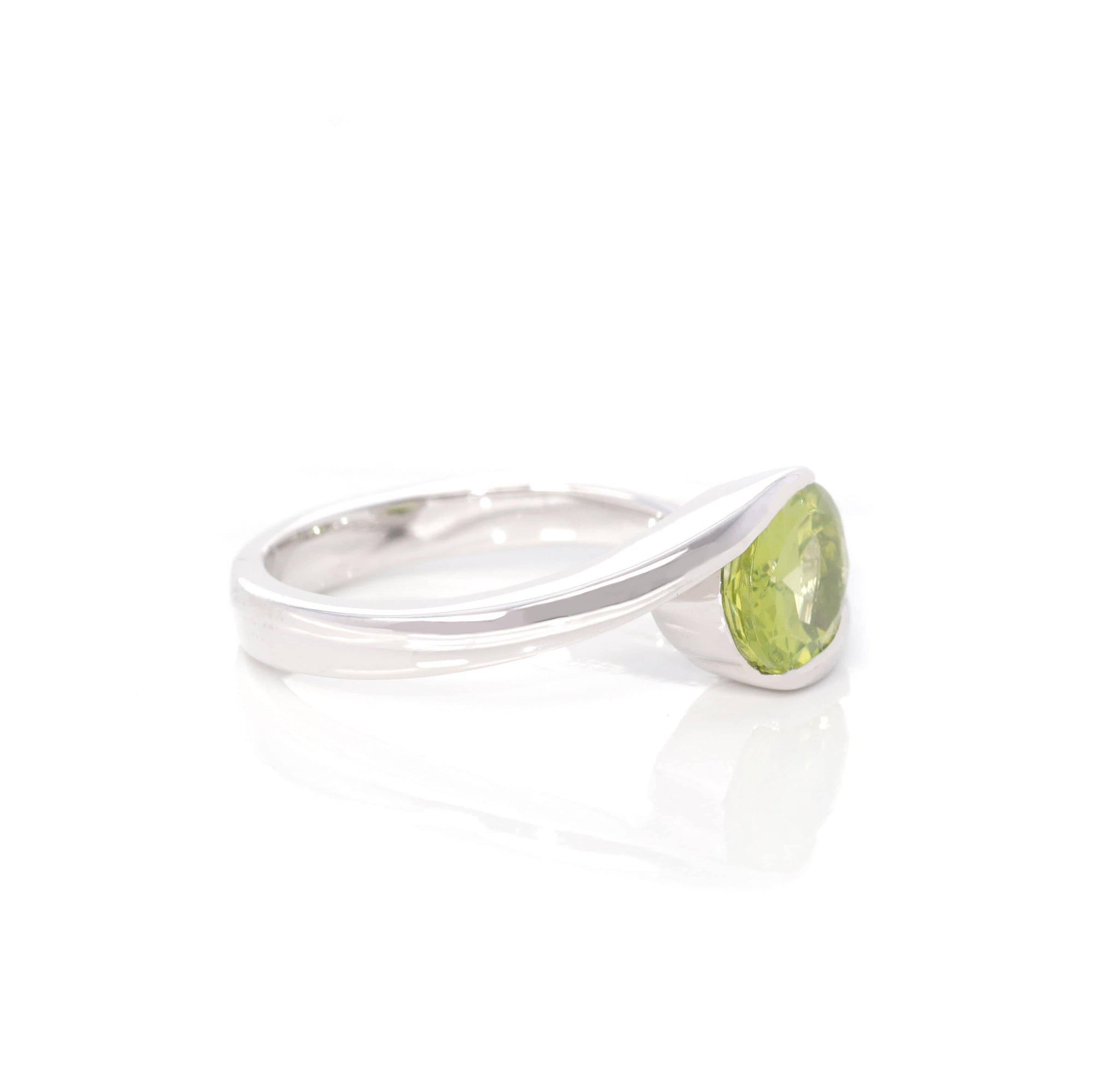 Baikalla Jewelry Baikalla™ Gemstone Collection Sterling Silver Genuine Peridot Oval Bypass Ring