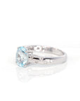 Baikalla Jewelry Gold Aquamarine Ring 14k White Gold Natural Oval Aquamarine Diamond Anniversary Ring